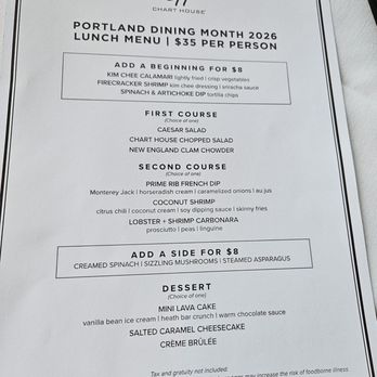 Chart House - Portland Dining Month menu - Seafood Near Me - Portland, Oregon Chart House - Portland Dining Month menu - Seafood Near Me - Portland, Oregon