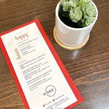 O Sea - Happy hour menu Feb 2023 - Seafood Near Me - Orange, California