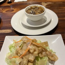 Soup and salad that come with lunch special.