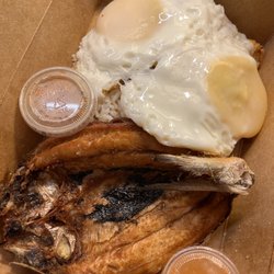 Carinderia - Deep fried milkfish (Bangus) with garlic fried rice and eggs
