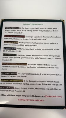 Menu photo 1 Fobaires Diner Lusk, WY Menu photo 1 Fobaires Diner Lusk, WY