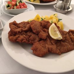 Alef-Alef - Weiner schnitzel served with potatoes and salads, including beet salad (can't beat beets)