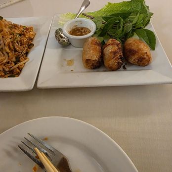 Thai Bistro Suksabay - Pad tai chicken noodles, papaya salad and spring rolls half eaten - Thai Near Me - Aiea, Hawaii Thai Bistro Suksabay - Pad tai chicken noodles, papaya salad and spring rolls half eaten - Thai Near Me - Aiea, Hawaii