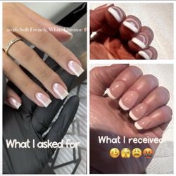 8th Day Spa - Finished product wasn't even close to the picture I showed the tech at the beginning of my appointment. My nails were absolutely hideous.