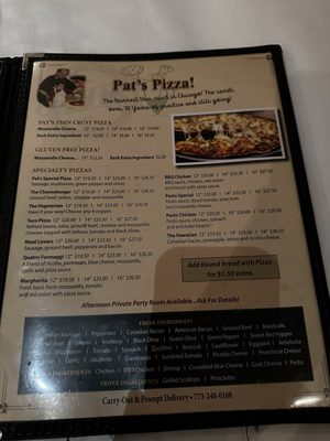 Menu photo 7 Pat's Pizza and Ristorante Chicago, IL Menu photo 7 Pat's Pizza and Ristorante Chicago, IL