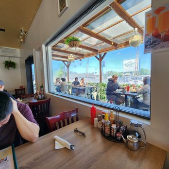 Mikayla's Cafe - Interior looking at exterior seating - Breakfast & Brunch Near Me - Santa Clara, California