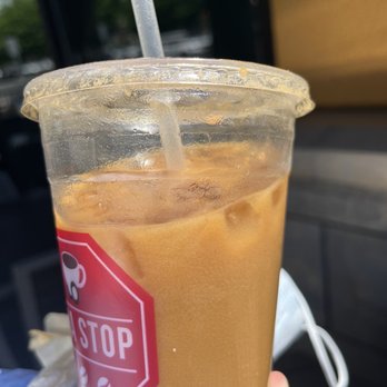 Java Stop Drive Thru & Coffee Roasting Company - Medium iced oatmilk vanilla latte - Coffee & Tea Near Me - Lodi, California