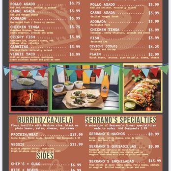 Serrano Salsa - the menu of the restaurant - Mexican Near Me - New York, New York Serrano Salsa - the menu of the restaurant - Mexican Near Me - New York, New York
