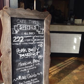 Cafe Topes - Daily specials board at the entrance. - Coffee & Tea Near Me - Carlsbad, California Cafe Topes - Daily specials board at the entrance. - Coffee & Tea Near Me - Carlsbad, California