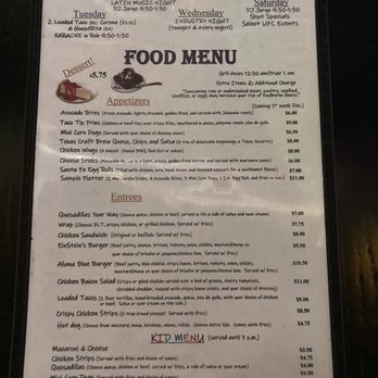EinStein's Pub & Arcade - food menu - Pubs Near Me - Richmond, Texas