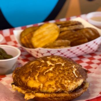 The Mouth - Tucker style chicken sandwich with fries - Burgers Near Me - Burbank, California The Mouth - Tucker style chicken sandwich with fries - Burgers Near Me - Burbank, California