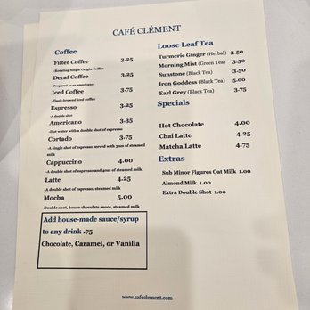 Cafe Clement - Beverage Menu - Coffee Roasteries Near Me - Marietta, Georgia