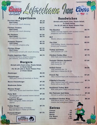 Menu photo 8 Leprechaun Inn Salt Lake City, UT