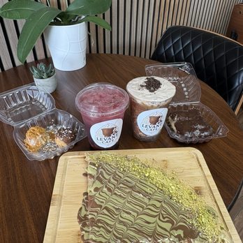 Levant cafe - dubai crepe, berry refresher, oreo cookie latte, choconafa - Cafes Near Me - Anaheim, California