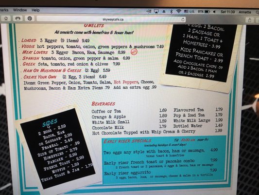 Menu photo 2 Skyway Cafe Tillsonburg, ON Menu photo 2 Skyway Cafe Tillsonburg, ON