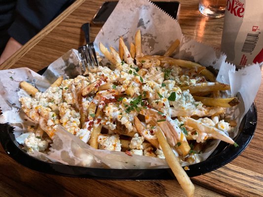 Photo of Old Town Pizza & Tap House - Elk Grove, CA, US. Blue Cheese Fries