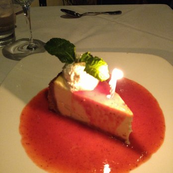 Chart House - Cheesecake with strawberry puree. - Seafood Near Me - Weehawken, New Jersey