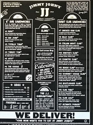 Menu photo 1 Jimmy John's Orlando, FL