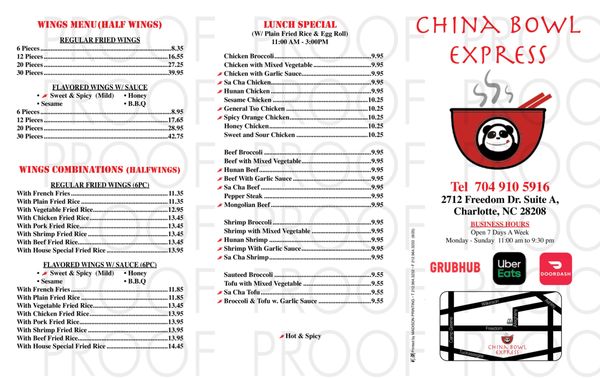 Menu photo 2 China Bowl Express Charlotte, NC