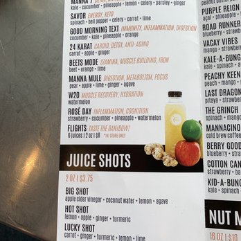 Manna Juice Bar - The shot and juices menu - Juice Bars & Smoothies Near Me - Mansfield, Texas Manna Juice Bar - The shot and juices menu - Juice Bars & Smoothies Near Me - Mansfield, Texas