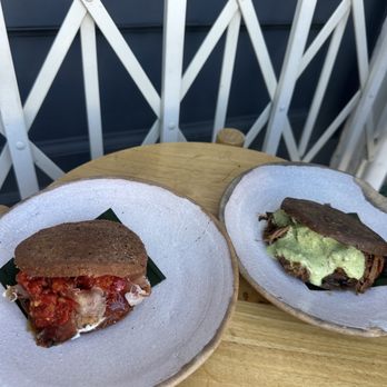 Chainsaw - Jamon y queso and carne mechada arepas - Venezuelan Near Me - Los Angeles, California