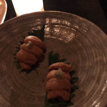 Double Knot - Uni (sea urchin).  Obviously frozen before served, but ok.  Not the best I've had. - Sushi Bars Near Me - Philadelphia, Pennsylvania