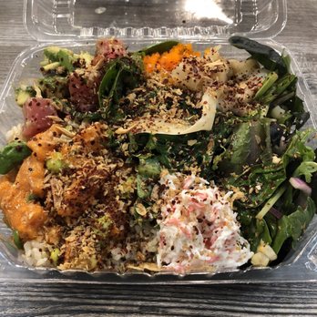 Ahipoki - Regular (2 scoops) with Tuna Luau, Salmon & half salad/brown rice! - Seafood Near Me - Temple City, California