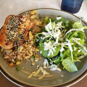 Native + Nomad - Salmon plate with fried rice and a salad - Gluten-Free Near Me - El Dorado Hills, California