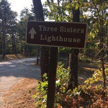 The Three Sisters Lighthouses - Signage along the short walk from the parking lot near the main lighthouse - Landmarks & Historical Buildings Near Me - Eastham, Massachusetts