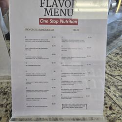 One Stop Nutrition - Flavor Menu