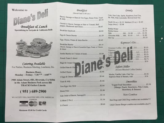 Menu photo 8 Diane's Deli Riverside, CA