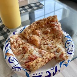 Peggy’s Kitchen Table - Two slices from the 3 large pies I brought home! Family Pizza night!