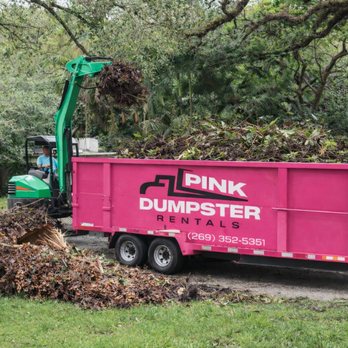 Pink Dumpster - Dumpster rental in Goshen IN 46526 for trash cleanup, moving cleanouts, and residential debris removal - Dumpster Rental Near Me - Granger, Indiana Pink Dumpster - Dumpster rental in Goshen IN 46526 for trash cleanup, moving cleanouts, and residential debris removal - Dumpster Rental Near Me - Granger, Indiana