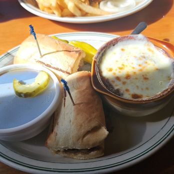 Clementine's - The High Roller and French Onion Soup....SO GOOD - American Near Me - South Haven, Michigan