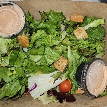 Black Angus Steakhouse - Salad with Extra Thousand Island Dressing - Steakhouses Near Me - Torrance, California Black Angus Steakhouse - Salad with Extra Thousand Island Dressing - Steakhouses Near Me - Torrance, California