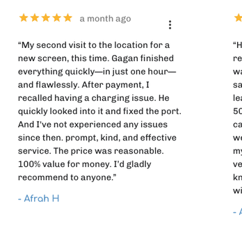 G Tech Repair - We always strive to provide the best customer care and relations, we always appreciate the feedback! Thank you for these Testimonials! - Mobile Phone Repair Near Me - Calgary, Alberta G Tech Repair - We always strive to provide the best customer care and relations, we always appreciate the feedback! Thank you for these Testimonials! - Mobile Phone Repair Near Me - Calgary, Alberta