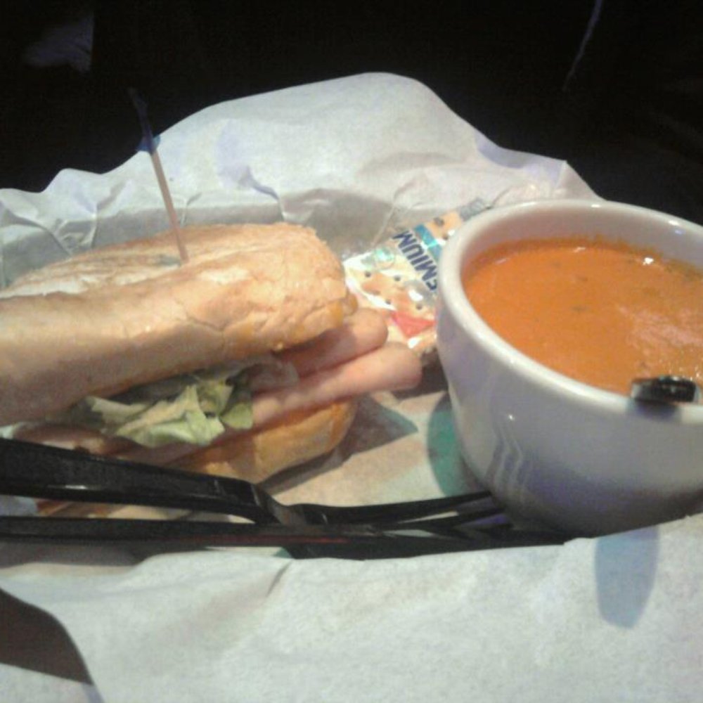 Maacs Grill - Turkey Sandwich (half) and Tomato Basil Soup - Burgers Near Me - Irving, Texas