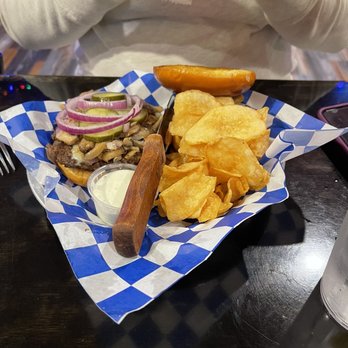 Blue 42s Burger Bar - The mushroom Swiss burger "Set Hut" - Burgers Near Me - Morganton, North Carolina Blue 42s Burger Bar - The mushroom Swiss burger "Set Hut" - Burgers Near Me - Morganton, North Carolina