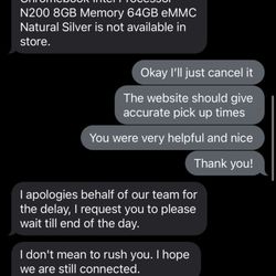 Best Buy - Text thread with useless customer service while I was on hold to speak to a representative at the store