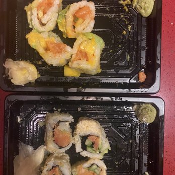 SuViche - Sushi and Ceviche - Half rolls of spicy tuna and salmon avocado. - Peruvian Near Me - Miami, Florida SuViche - Sushi and Ceviche - Half rolls of spicy tuna and salmon avocado. - Peruvian Near Me - Miami, Florida
