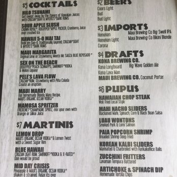 Coconut Grill - Menu of happy hour. - American Near Me - Hilo, Hawaii Coconut Grill - Menu of happy hour. - American Near Me - Hilo, Hawaii