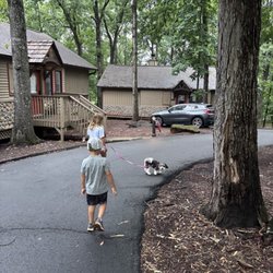 Legacy Lodge - They do allow dogs for a $100 fee. We stayed in the Lakehouses this time.