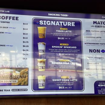 Smoking Tiger Coffee Lab - Menu -May 2026 - Cafes Near Me - Arcadia, California