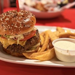 Red Robin Gourmet Burgers and Brews - Double burger and fries