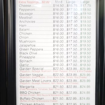 Garden Pizza - a menu for a pizza restaurant - Pizza Near Me - Goodyear, Arizona Garden Pizza - a menu for a pizza restaurant - Pizza Near Me - Goodyear, Arizona
