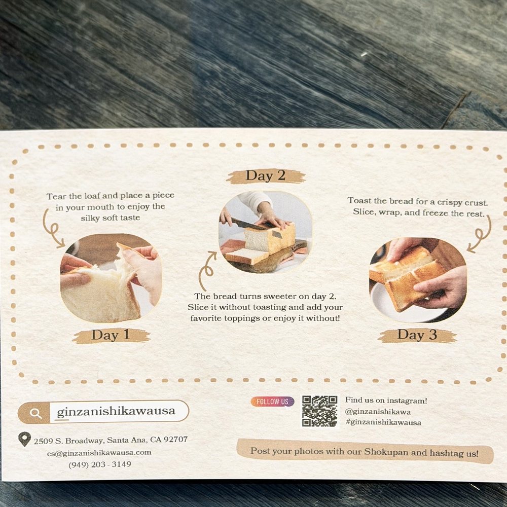 Ginza Nishikawa - Shokupan (Japanese Artisan Bread) info card - Bakeries Near Me - Santa Ana, California Ginza Nishikawa - Shokupan (Japanese Artisan Bread) info card - Bakeries Near Me - Santa Ana, California
