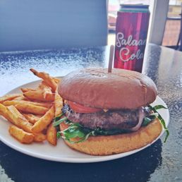 Cheese burger and fries. Cheese burger and fries.
