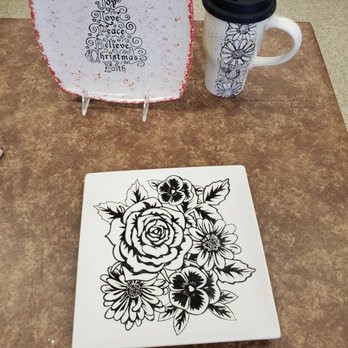 Art Attack - Designing projects using rubber stamps. - Paint-Your-Own Pottery Near Me - Albuquerque, New Mexico