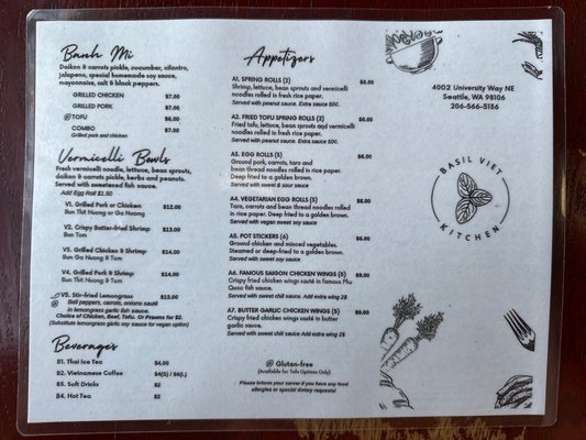 Menu photo 3 Basil Viet Kitchen Seattle, WA