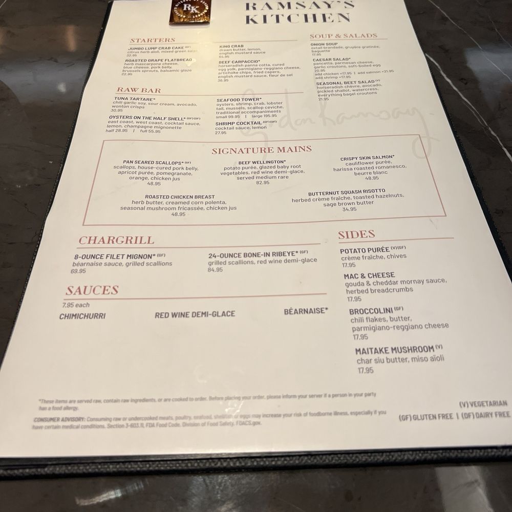 Ramsay's Kitchen - 2/3/24 Menu - New American Near Me - Las Vegas, Nevada Ramsay's Kitchen - 2/3/24 Menu - New American Near Me - Las Vegas, Nevada